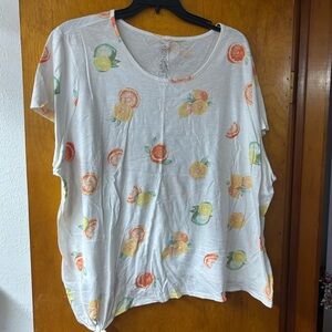 St. John's Bay White Tee with Citrus Print